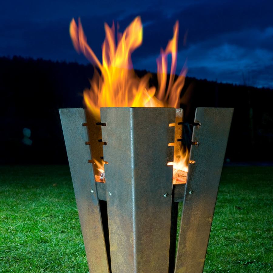 Upright Fireplace made of Steel with Grill Option