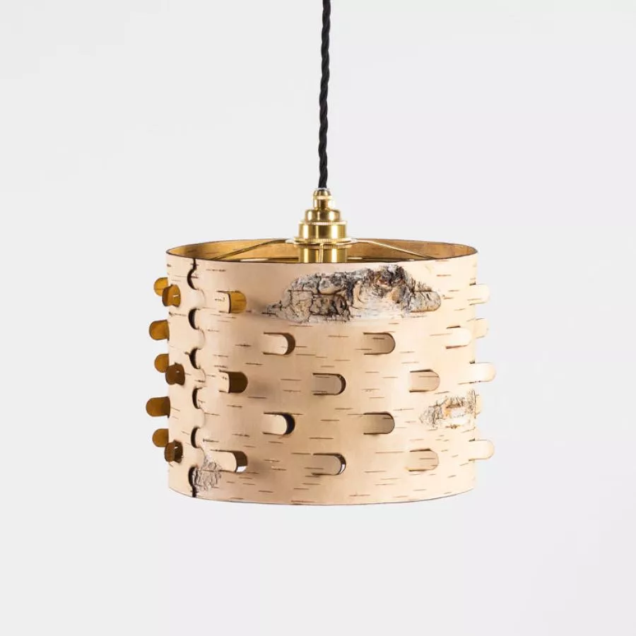 Design Pendant Lamp with Natural Birch Bark Shade Ø 25 cm