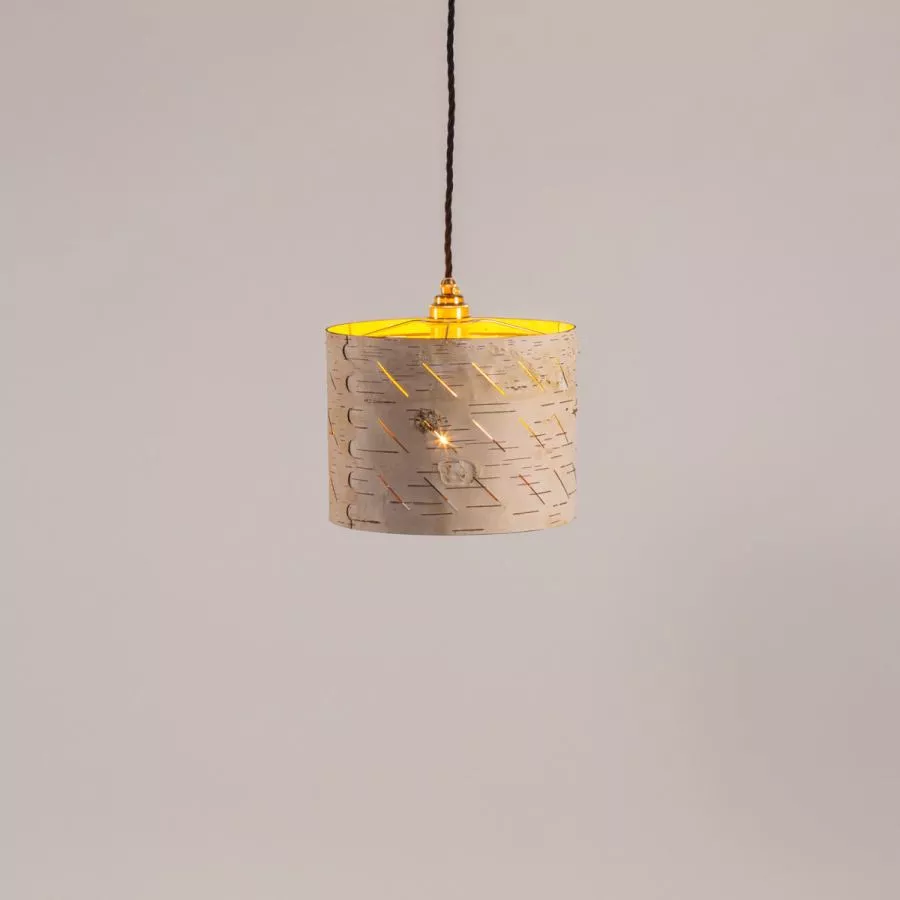 Design-Pendelleuchte mit Schirm aus natürlicher Birkenrinde Ø 25 cm