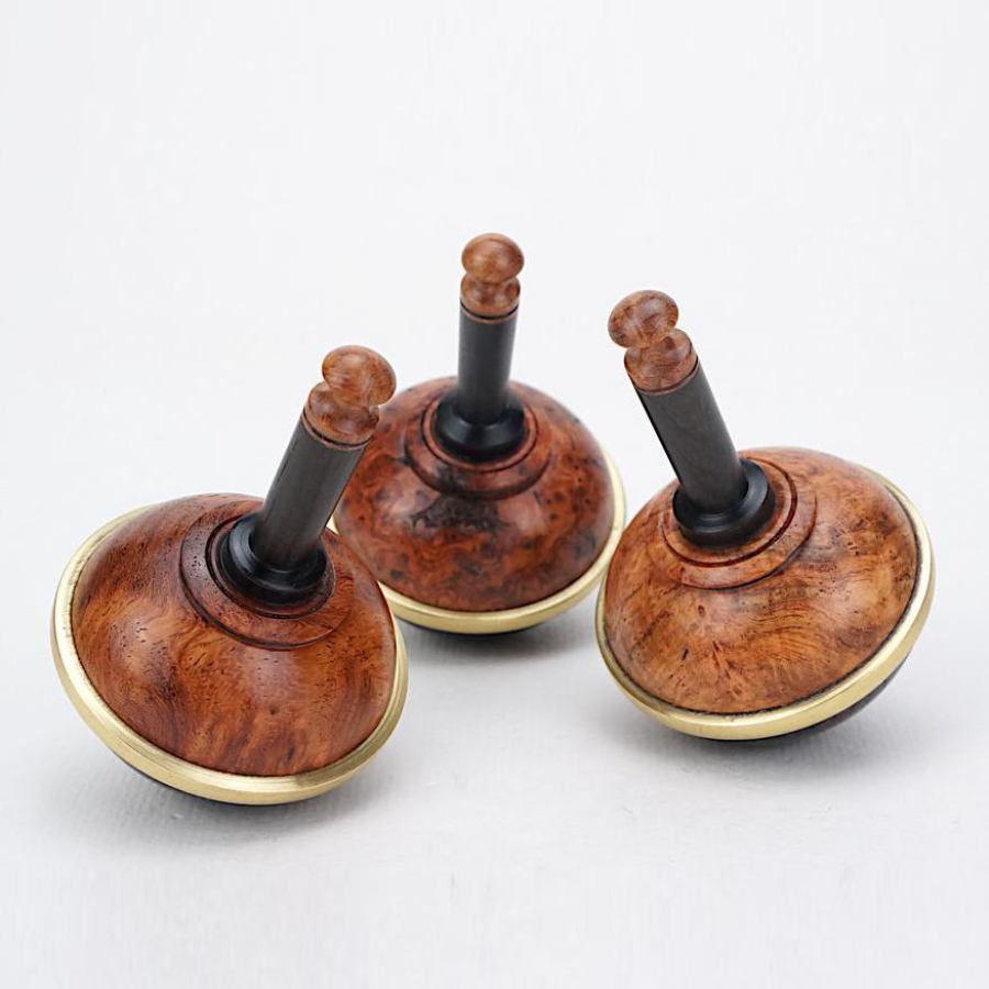 Exclusive Artist's Spinning Top made of Amboina and Ebony with Brass Inlay