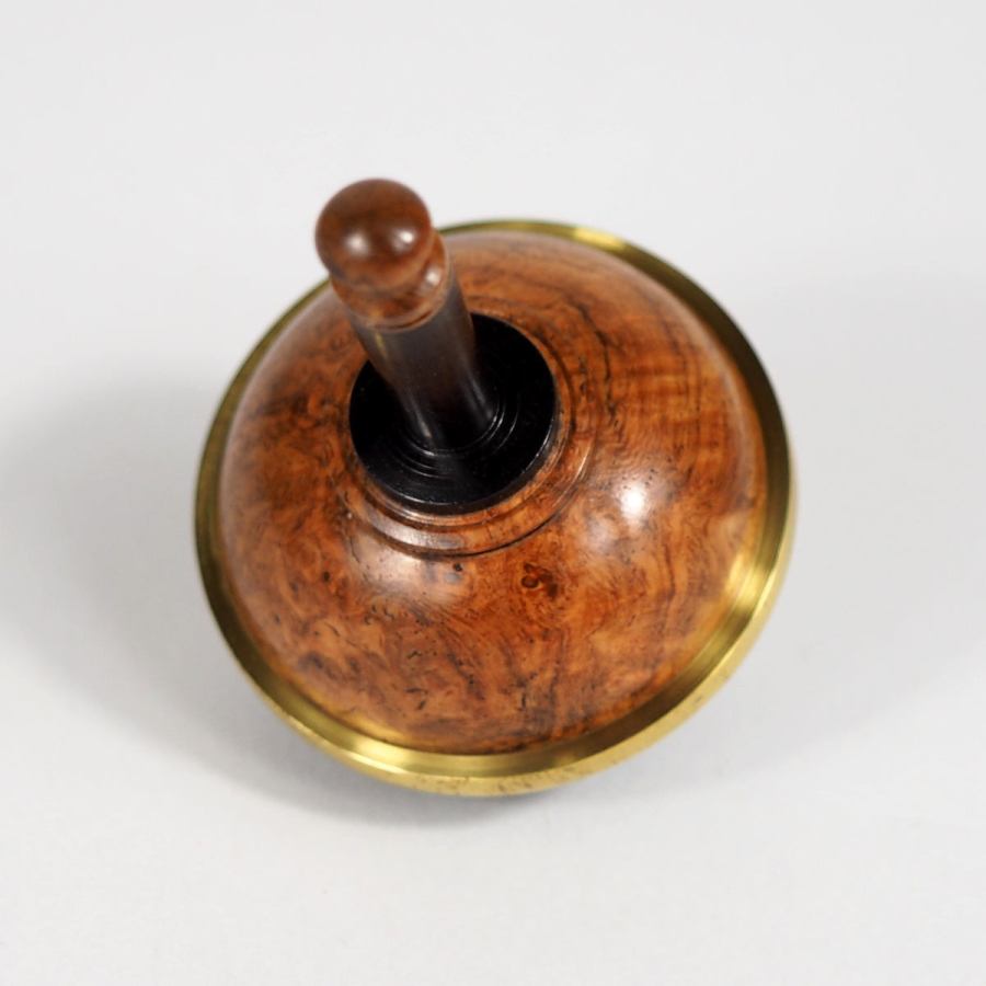 Exclusive Artist's Spinning Top made of Amboina and Ebony with Brass Inlay