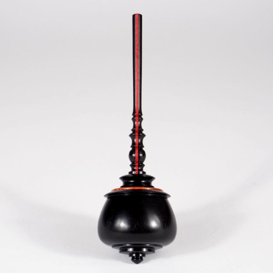 Collector's Item: Tall Wooden Spinning Top made of Ebony and Pink Ivory