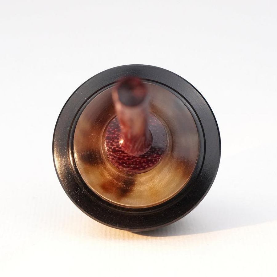 Artful Handmade Wooden Spinning Top with Horn Inlay