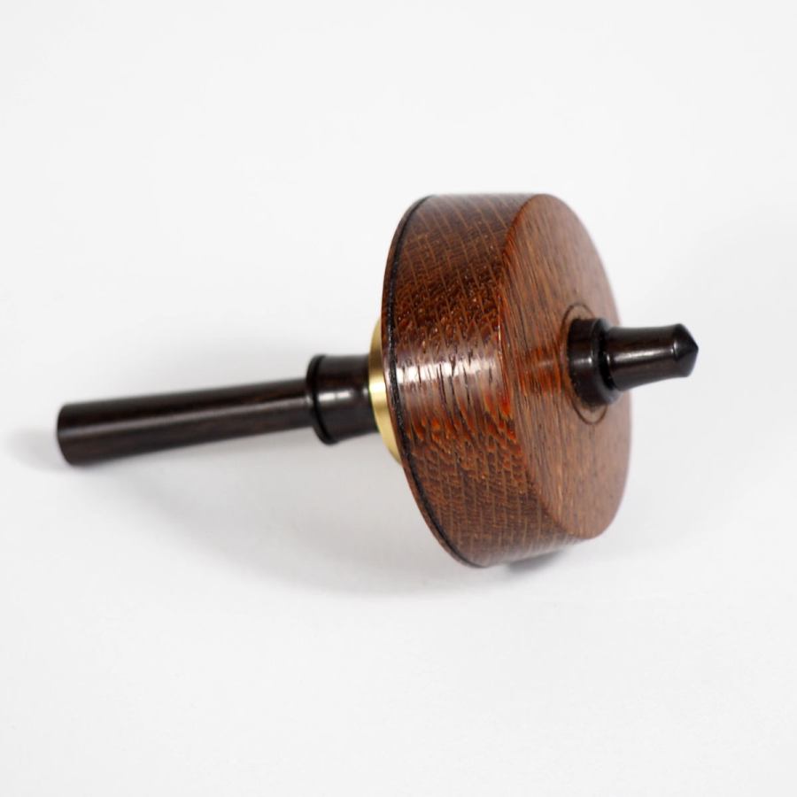 Artful Handmade Spinning Top made of Bead Wood with Brass Inlay