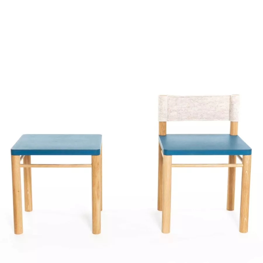 Hocker und Stuhl, blaue Ausführung