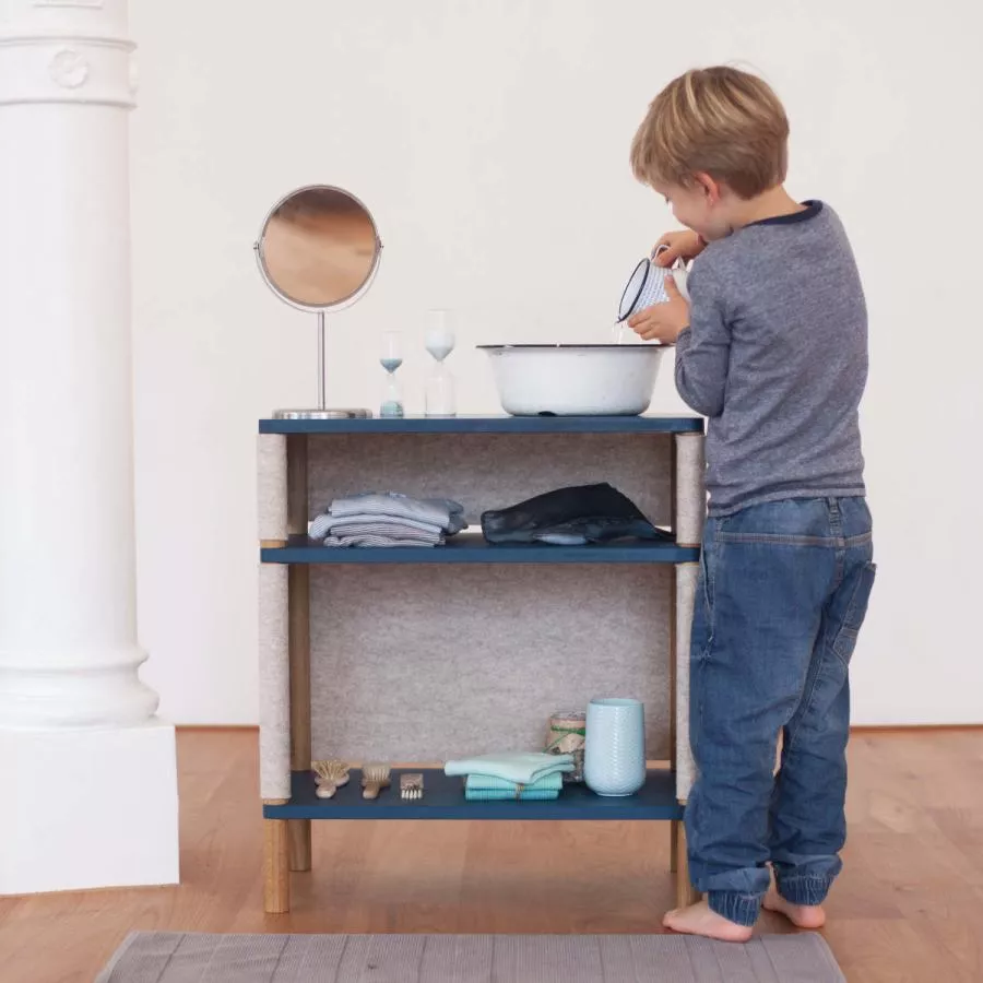 Children's Shelf "Victor/Théo" made of Solid Oak and Wool Felt