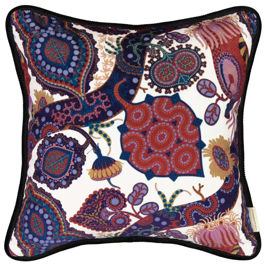 Artful Velvet Cushion "Purple Rain" with Floral Motif