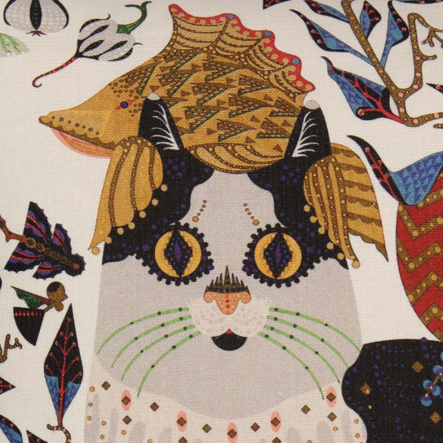 Kissenbezug "Ryder" mit Katzenmotiv auf Leinen & Baumwolle (50 x 50 cm)