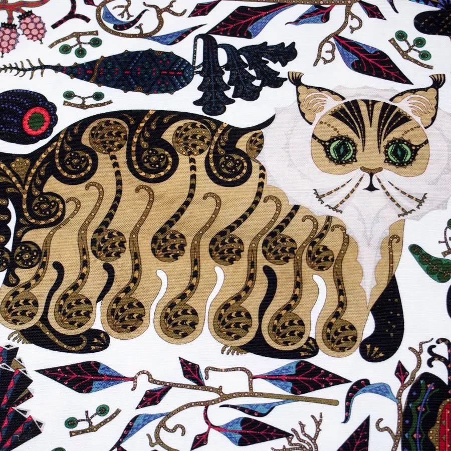 Sofakissen „Norma“ aus Leinen & Baumwolle mit Katzenmotiv (50 x 50 cm)