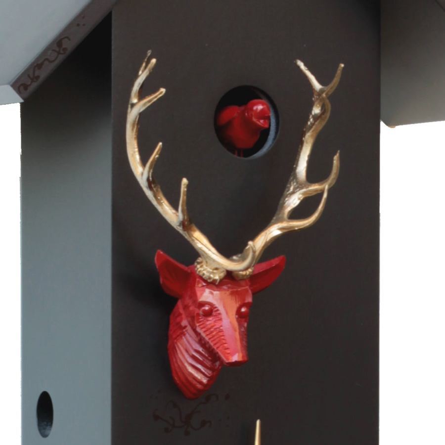 Black Forest Design Cuckoo Clock with Pendulum Movement and Deer Head