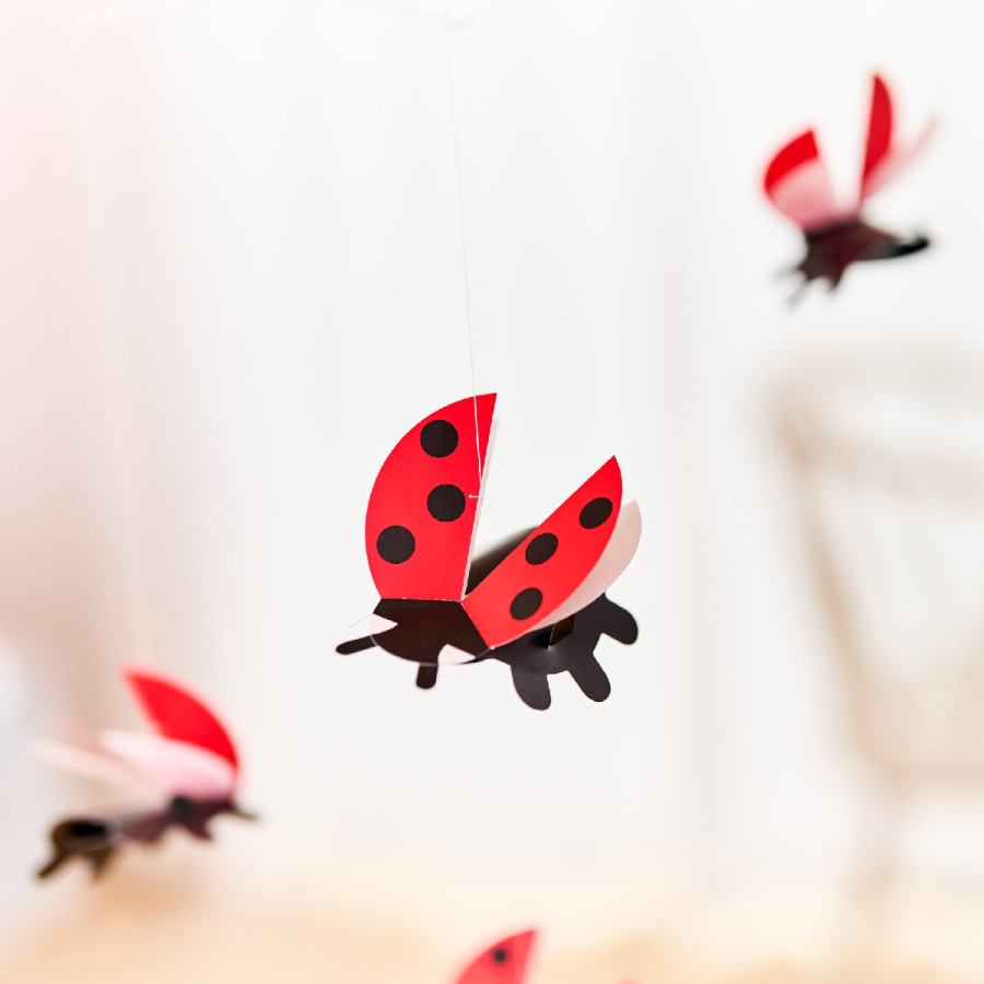 Charming Baby's Mobile "Lady Bird" made of Cardboard (56 x 37 cm)