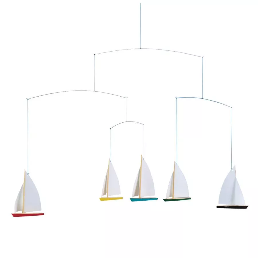 Decorative Hanging Mobile "Regatta" with Sailing Ships Made of Cardboard (35 x 65 cm)