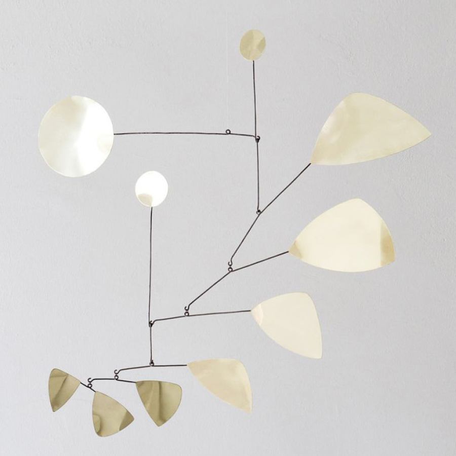 Handcrafted Mobile "Leaves" made of polished brass (70 x 70 cm)