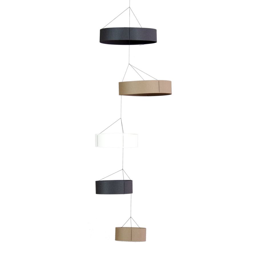 Stylish Hanging Mobile "Rings", handmade of Paper – Brown (25 x 50 cm)