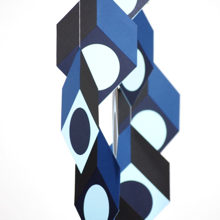 Design Mobile with 3D Illusion Squares (Blue) 50 x 50 cm