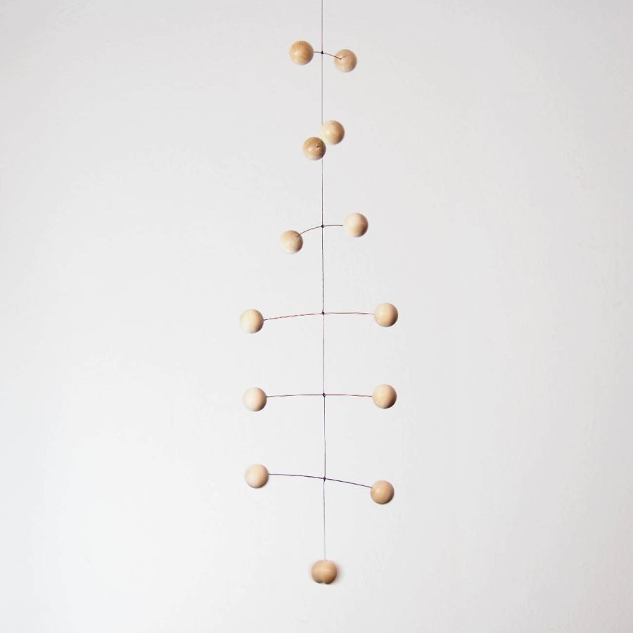 Handmade upright mobile "DNA" made of wood