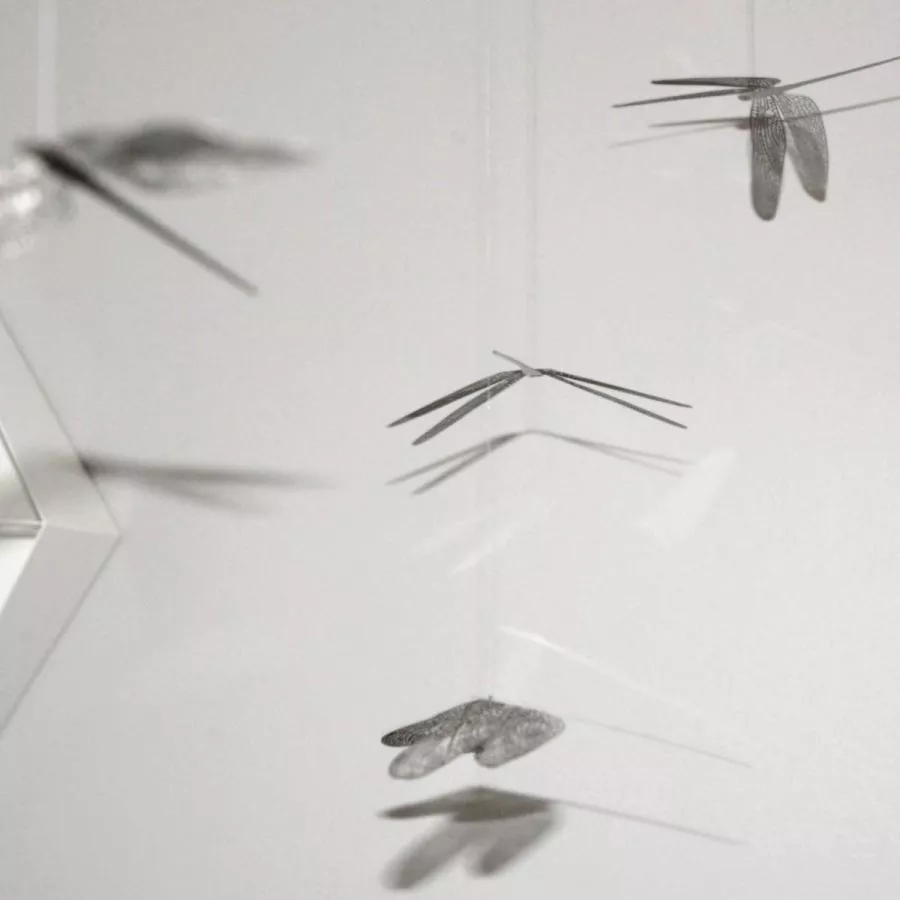 Mobile with Six Filigrane Dragonflies made of Steel (80 x 100 cm)