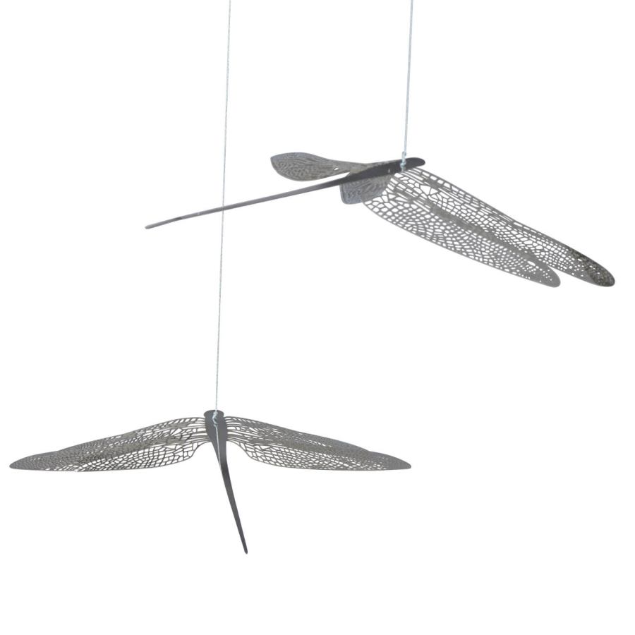 Mobile with Three Filigrane Dragonflies made of Steel (36 x 100 cm)