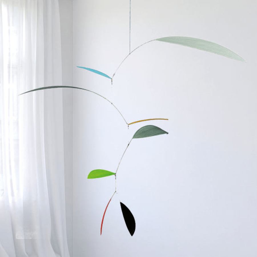 Handbemaltes Design-Mobile "Swipp" – Grau-Bunt (60 x 60 cm)