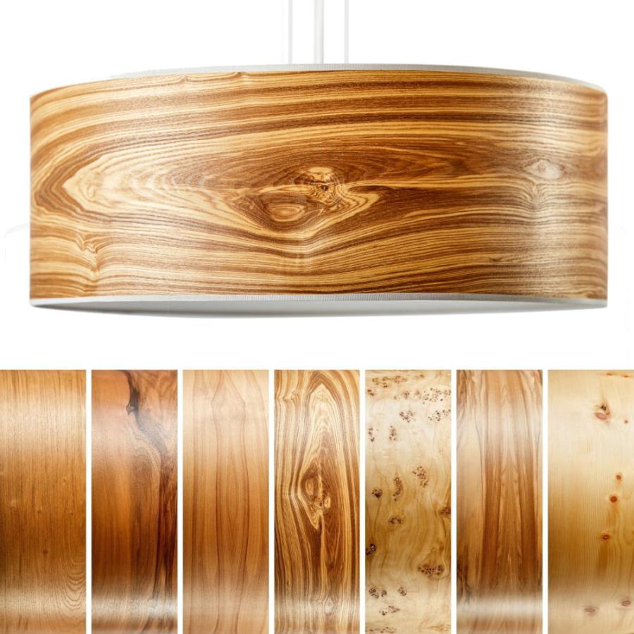 Design Pendant Lamp with Translucent Natural Wood Veneer Shade Ø 55 cm