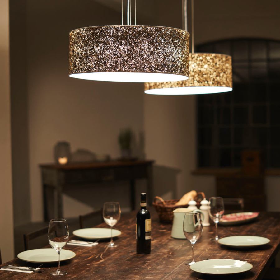 Design Pendant Lamp with Shade made of Alpine Hay and Rose Petals Ø 55 cm