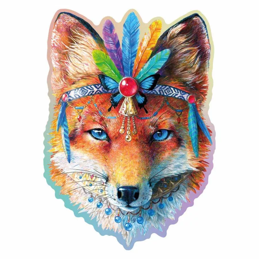 Colorful Puzzle "Mystic Fox" made of Wood – 150 parts, 20 shapes