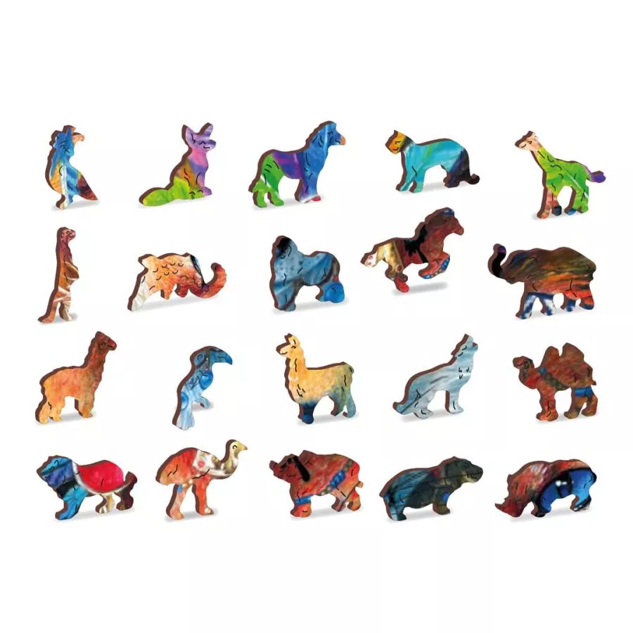 Colorful Puzzle "Mystic Fox" made of Wood – 250 parts, 20 shapes