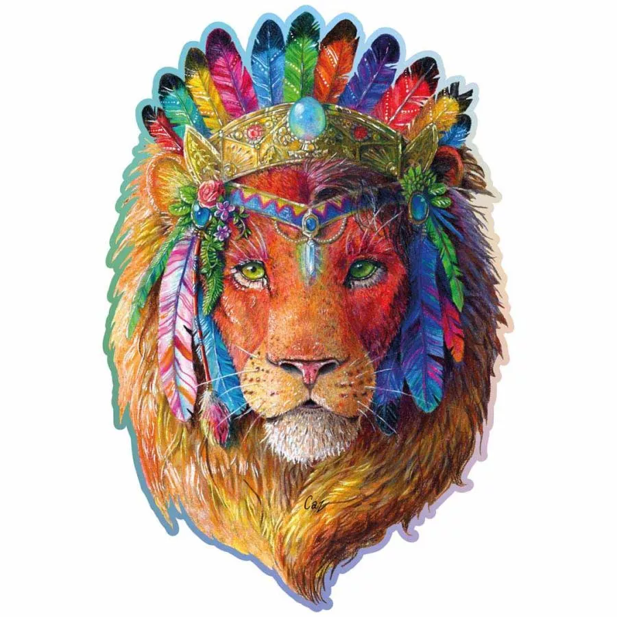 Colorful Puzzle "Mystic Lion" made of Wood – 505 parts, 80 shapes