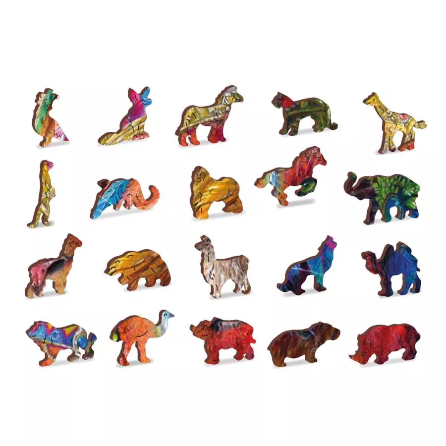 Farbenfrohes Holz-Puzzle "Mystic Lion" – 250 Teile in 40 Formen