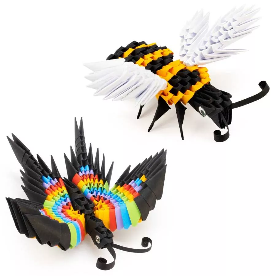 Origami 3D Folding Puzzle "Bee & Butterfly" made of Paper
