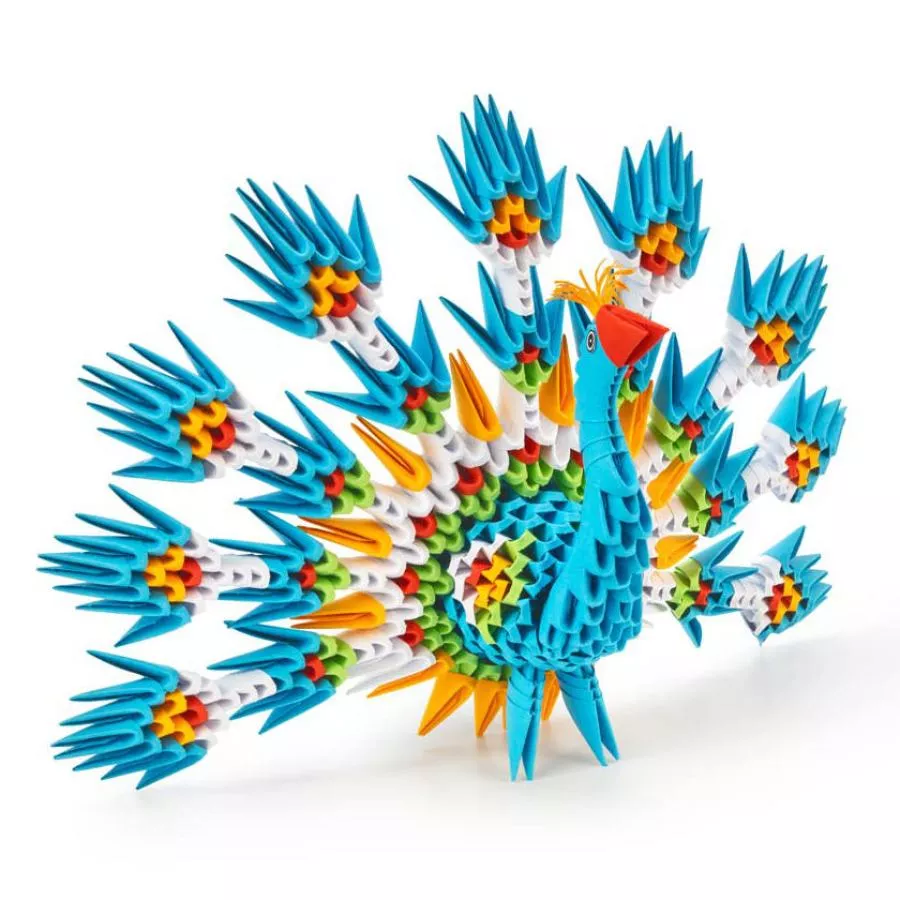 Origami 3D Folding Puzzle "Peacock" made of Paper