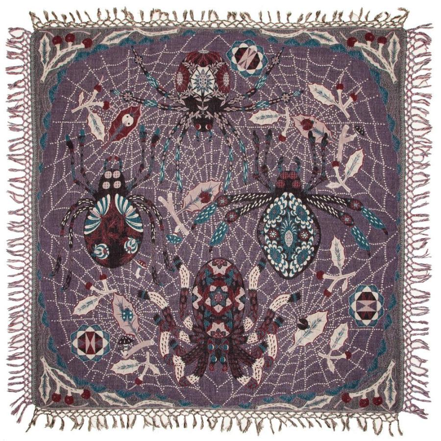 Gewebtes Halstuch mit Spinnen-Motiv aus Wolle und Seide