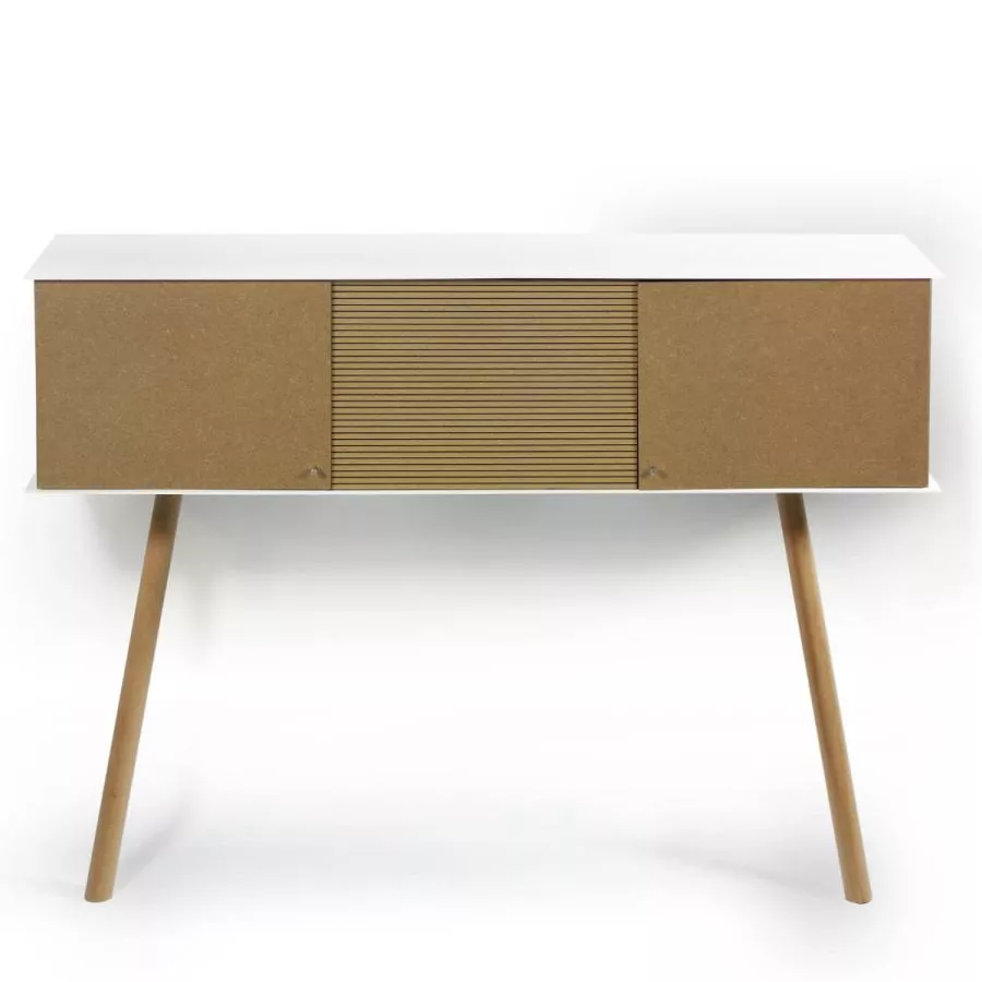 Retro-modern Leaning Sideboard made of Stainless Steel and MDF (100 x 25 cm)