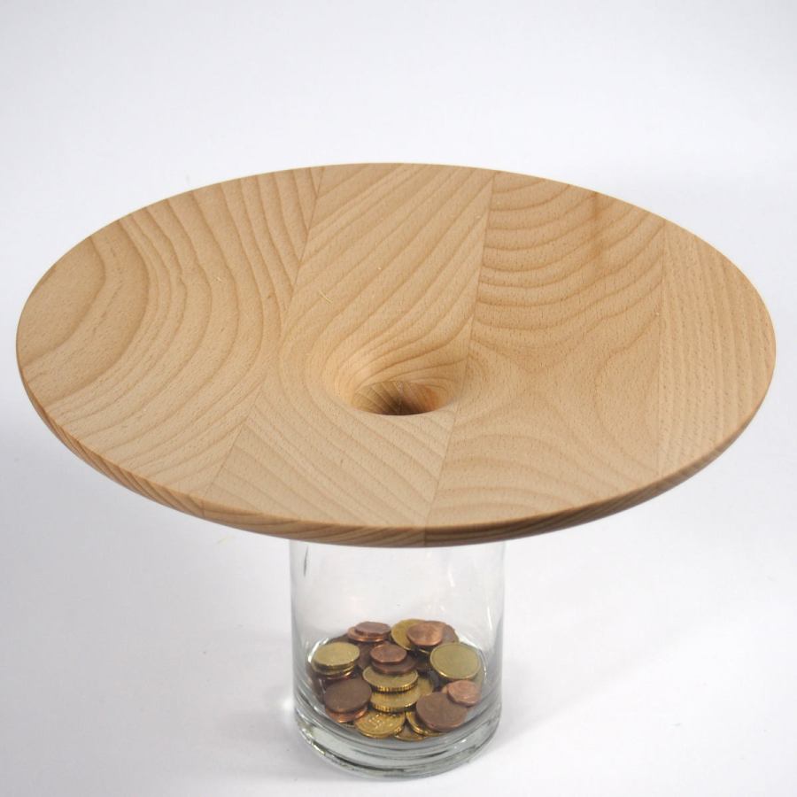 Money Box with Wooden Coin Funnel – Large Version