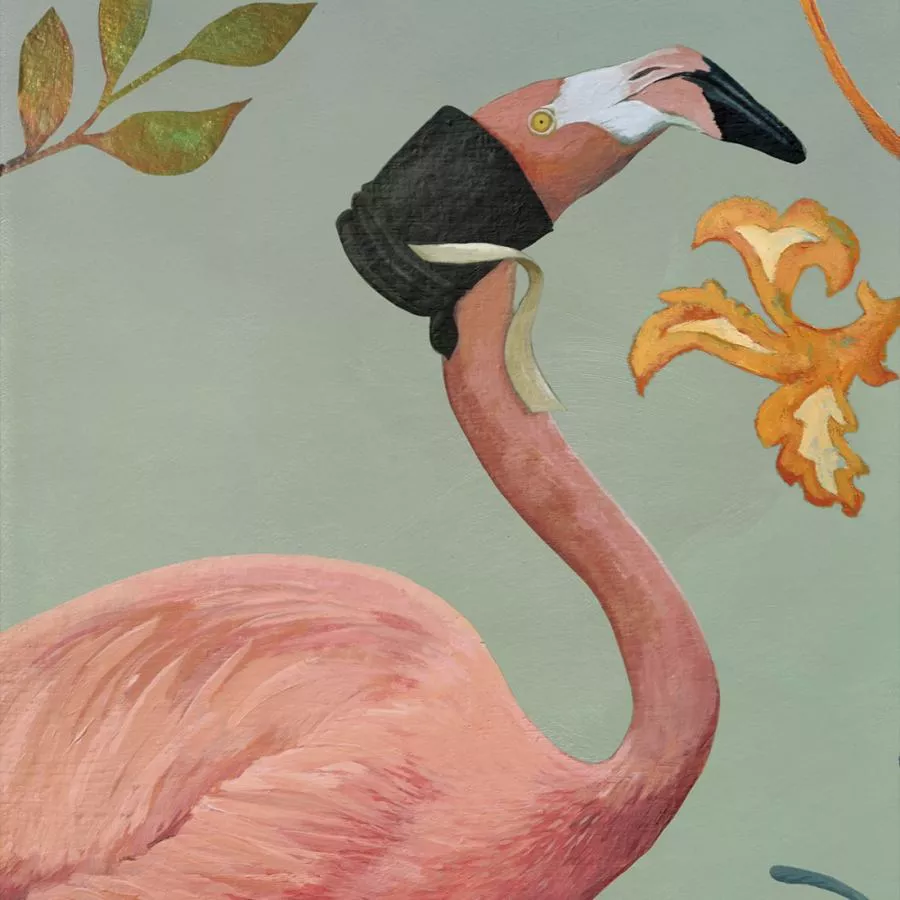 Tapetenbahn mit charmantem Flamingo-Motiv