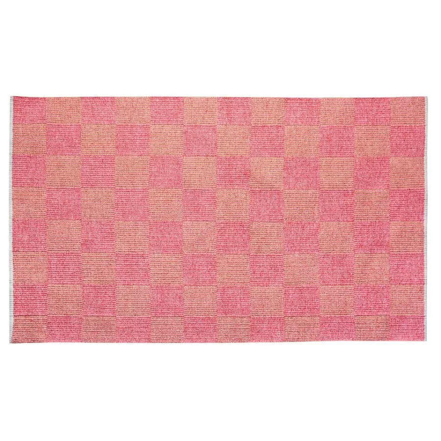 Pink version: Handwoven cork, cotton and wool rug Square | Kunstbaron