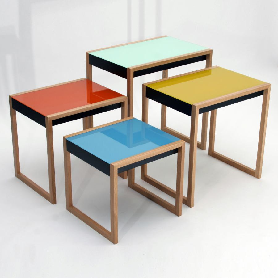 Set of Four Original Bauhaus Nesting Tables by Josef Albers
