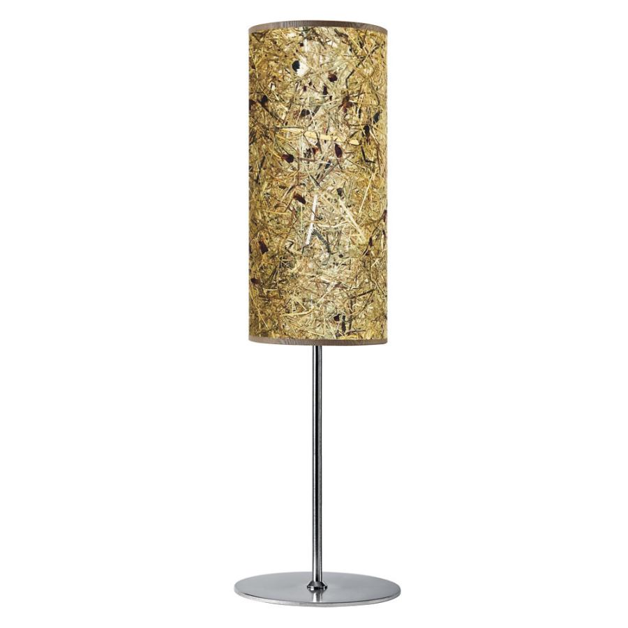 Design Table Lamp with Tall Natural Hay and Rose Petals Shade