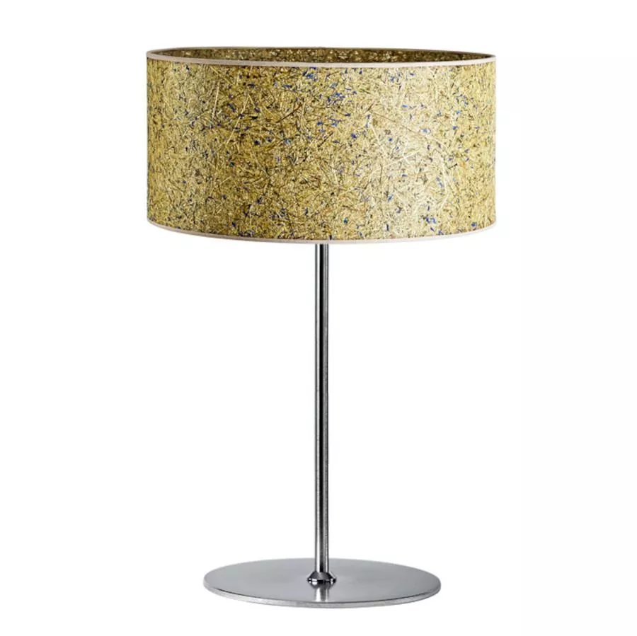 Design Table Lamp with Wide Natural Hay and Corn Flower Petals Shade