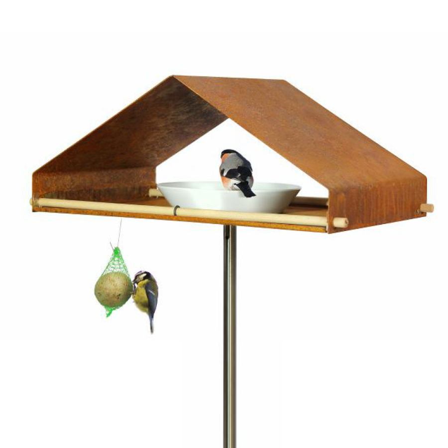 Bird Feeder / Bird Bath made of Weatherproof Corten Steel