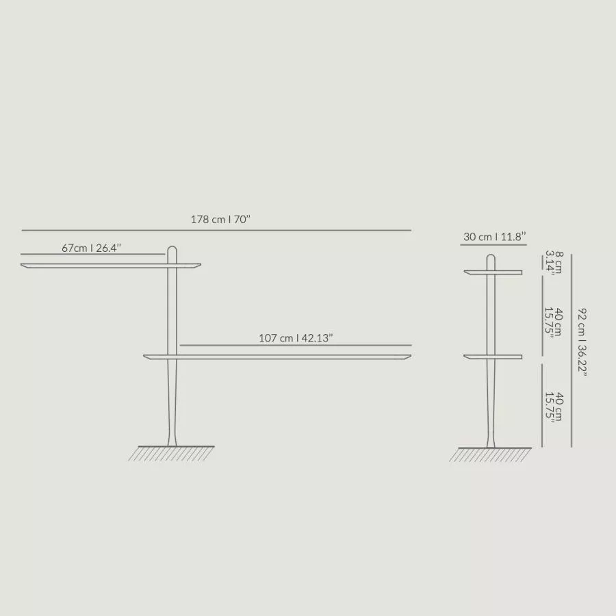 Stilvolles Wandregal / Sideboard mit Echtholzfurnier – Modell 3 (stehend)