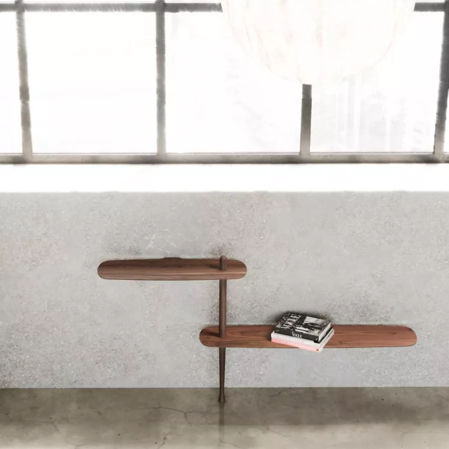 Design Wall Shelf with Real Wood Veneer – Model 3 (standing)