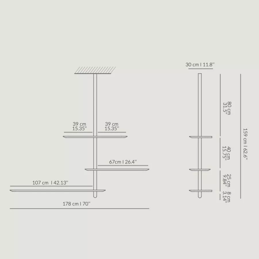 Stilvolles Wandregal mit Echtholzfurnier – Modell 5 (hängend)