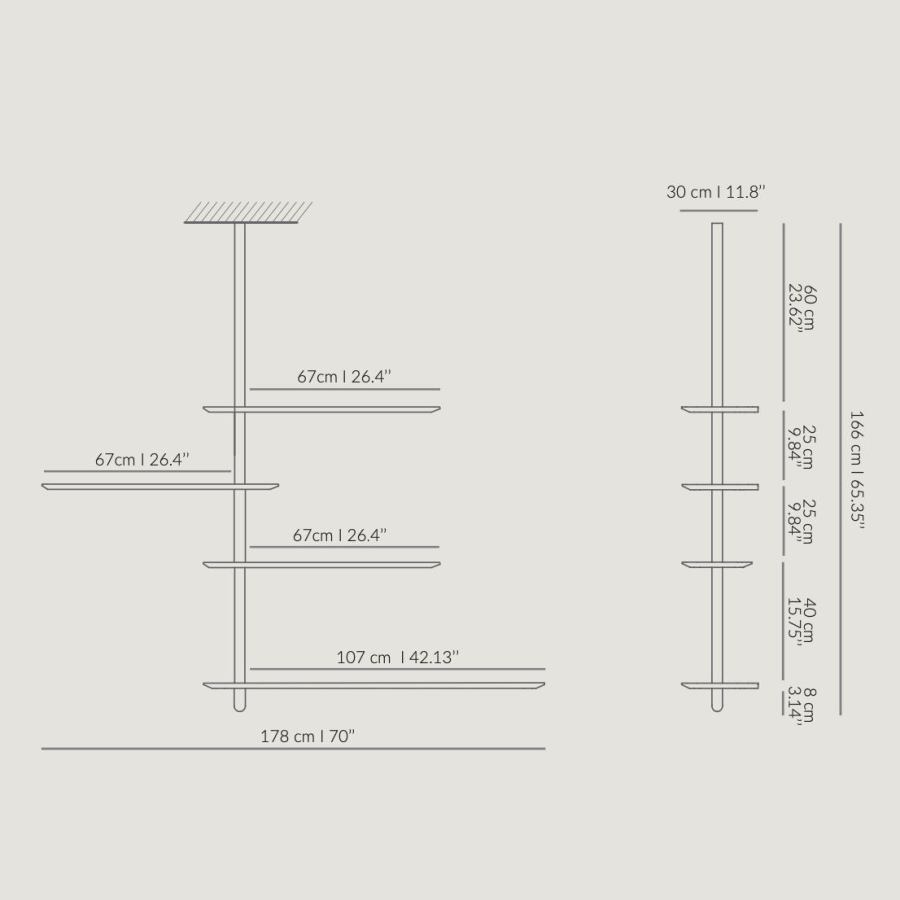 Design Wall Shelf with Real Wood Veneer – Model 6 (hanging)