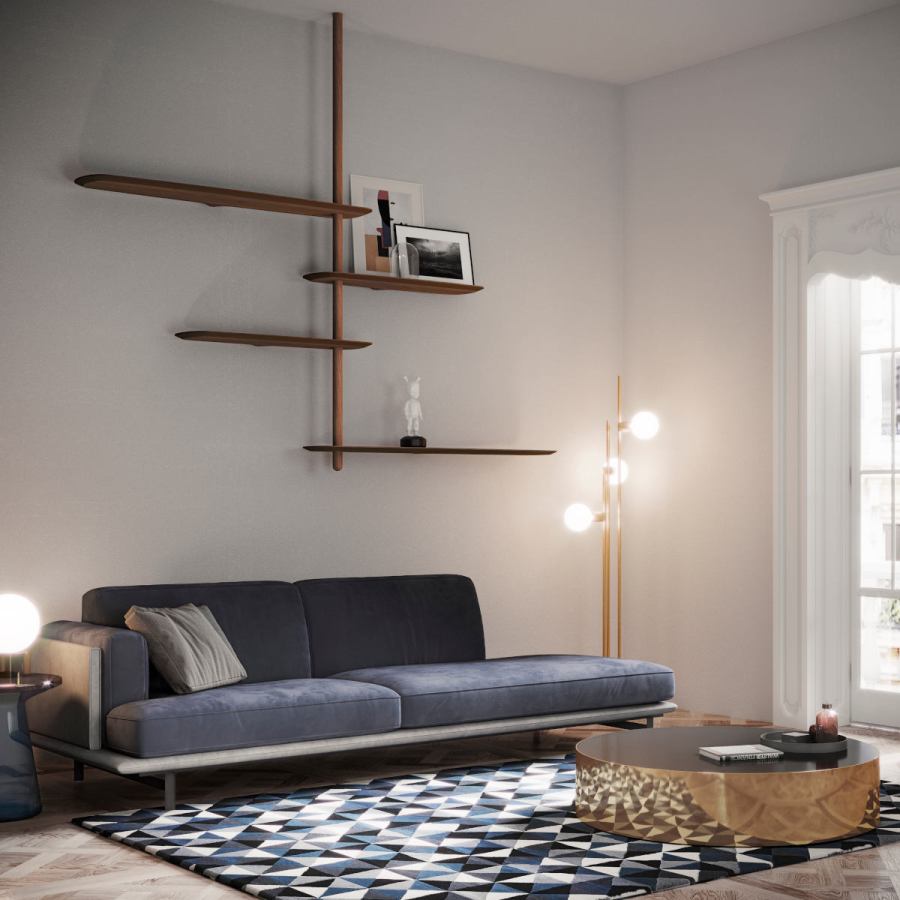 Design Wall Shelf with Real Wood Veneer – Model 7 (hanging)