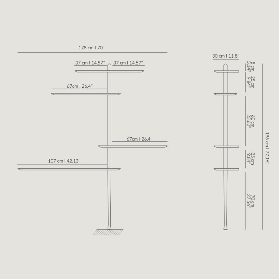 Stilvolles Wandregal mit Echtholzfurnier – Modell 8 (stehend)