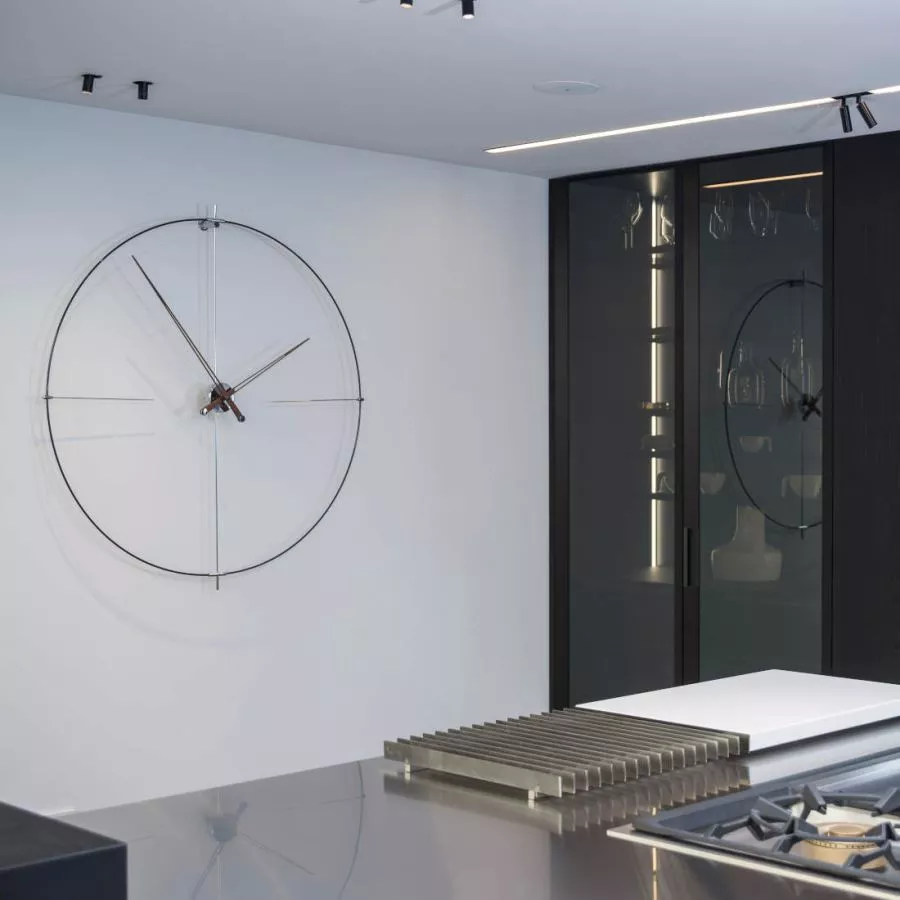 Large Modern Design Wall Clock "Bilbao" with Walnut Hands Ø 105 cm