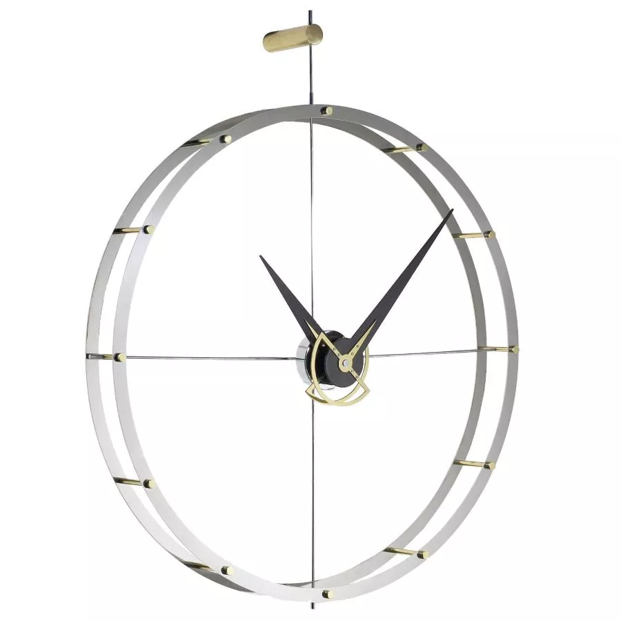 Exclusive Design Wall Clock "Doble O" made of Steel / Wood / Brass Ø 70 cm