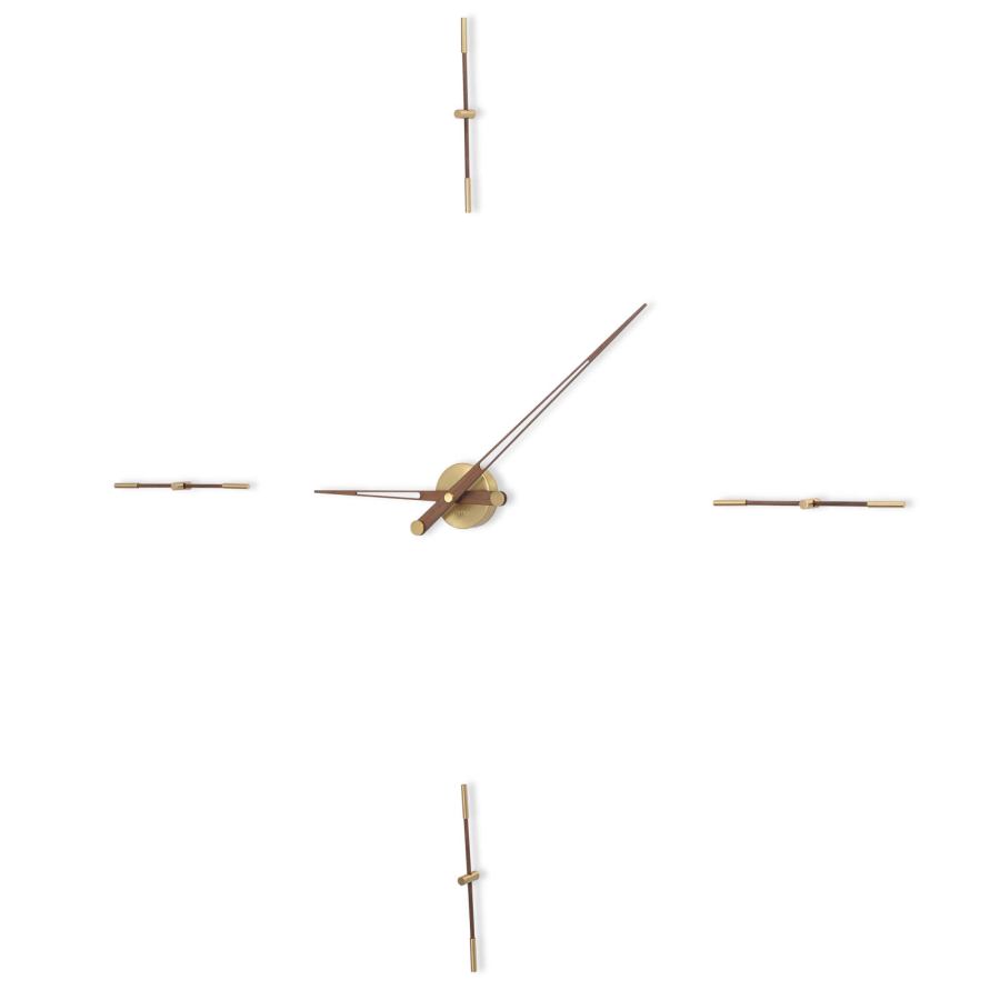 Large Design Wall Clock "Merlín" with Walnut Wood Hands Ø 110 / 155 cm