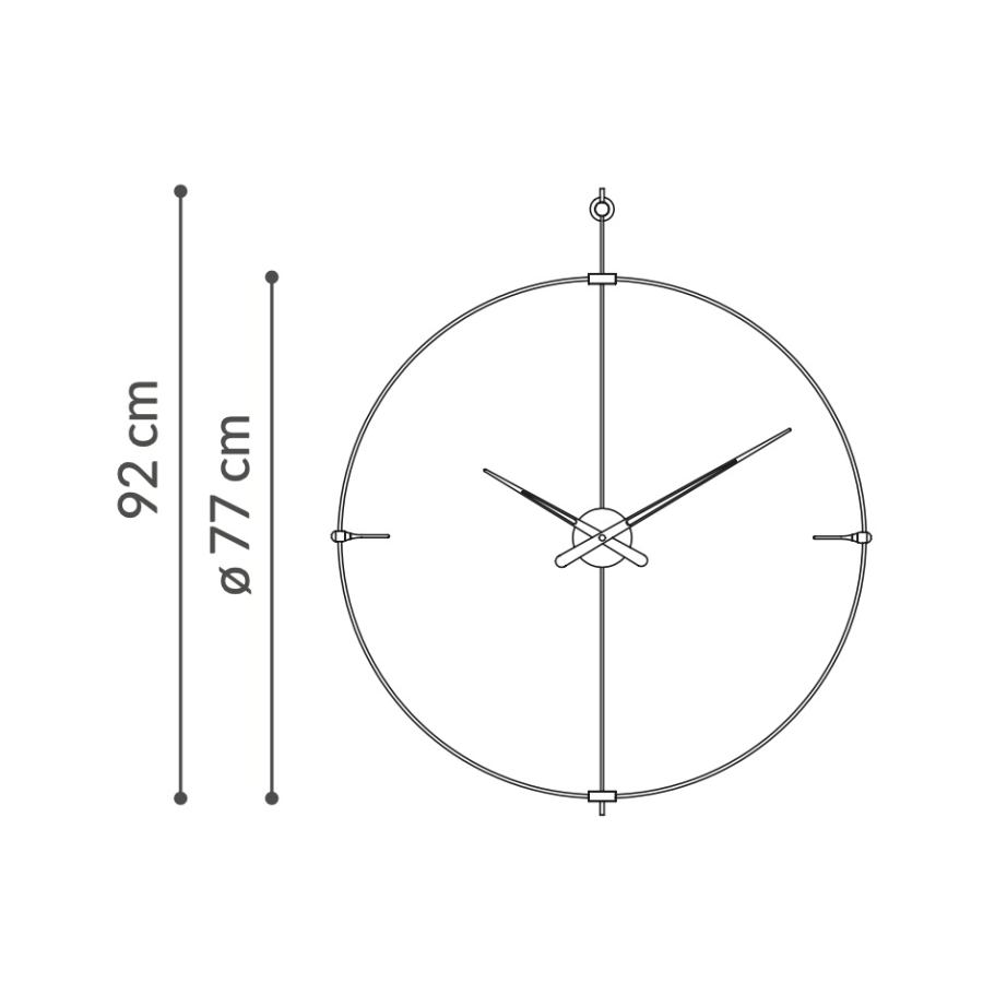 Slim Design Wall Clock "Mini Bilbao" with Fiber Glass Ring Ø 77 cm
